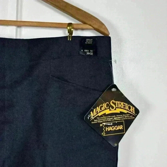 Haggar MAGIC STRETCH Dress Pant Men's Size 38x32 Navy Blue Career Casual NWT - Picture 7 of 9